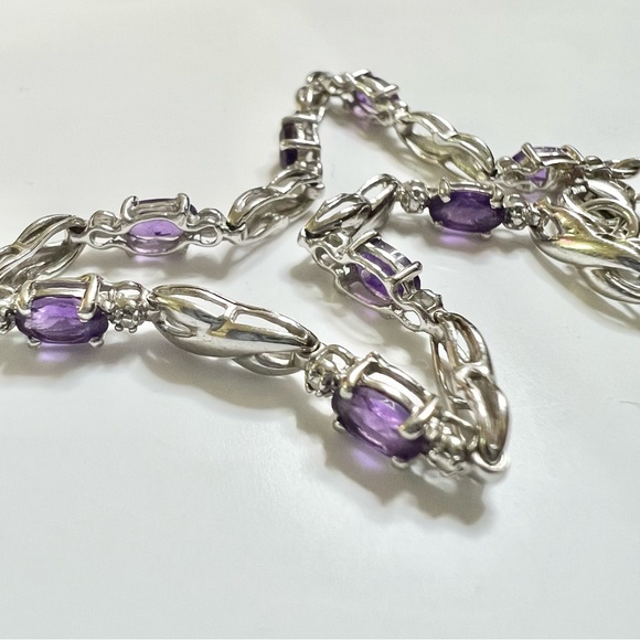 Sterling silver 925 amethyst dainty bracelet - Picture 1 of 11